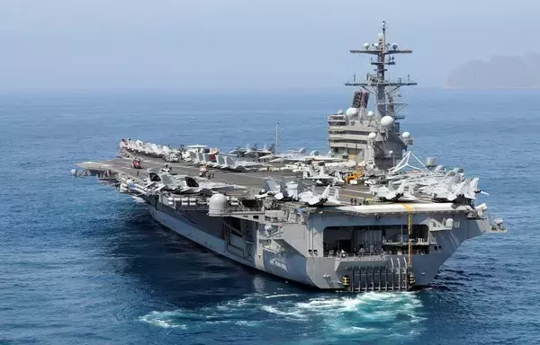 The USS George H.W. Bush aircraft carrier operates in the Mediterranean Sea in December. [US Navy]
