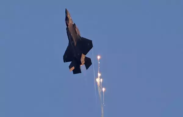 Israel's F-35 Lightning II fighter jet takes part in an aerial display during a graduation ceremony of Israeli Air Force pilots at the Hatzerim base in the Negev desert, near the southern city of Beer Sheva, on June 23. [Menahem Kahana/AFP]