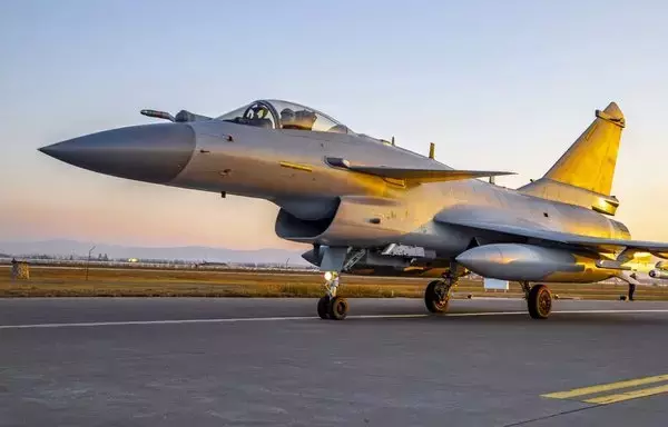 A Chinese J-10 on the runway during an exercise in January. [Chinese Ministry of Defense]