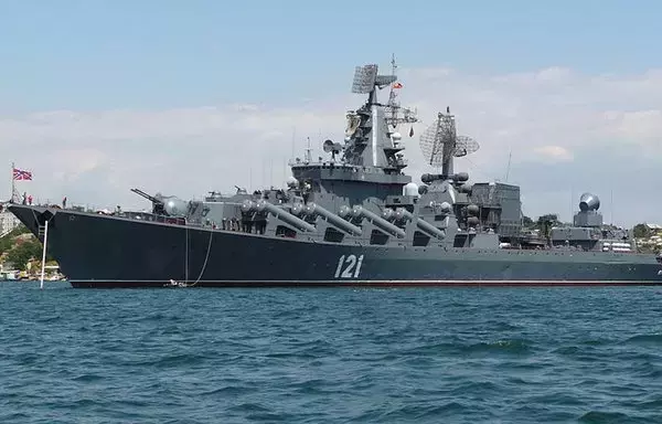 The Russian guided-missile cruiser Moskva, formerly known as the Slava, is shown in Sevastopol, Ukraine, in 2009. Ukrainian missiles sank it in the Black Sea in April 2022. [Courtesy of George Chemilevsky]