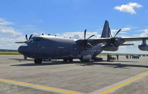 US Air Force airmen load equipment on a HC-130J Combat King at Tyndall Air Force Base, Florida, August 10, 2017. [US Air Force]