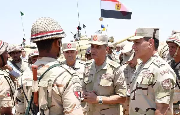 Lt. Gen. Mohammed Zaki, commander-in-chief of Egyptian armed forces, minister of defence and military production, inspects a unit of the Second Field Army. [Egyptian Armed Forces]