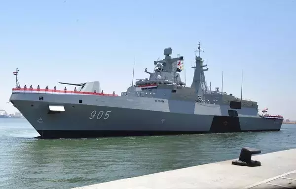The MEKO-A200 class frigate al-Qahar can be seen upon its arrival at Alexandria Naval Base to join the Egyptian naval fleet after being delivered in Bremerhaven, Germany. [Egyptian Armed Forces]