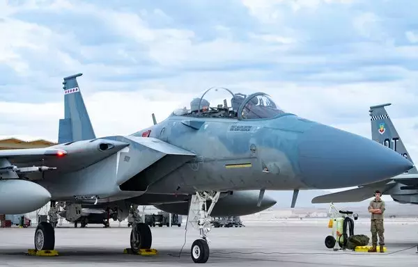 One of the planes on display at EDEX 2023 was the F-15EX fighter jet shown here. [US Air Force]