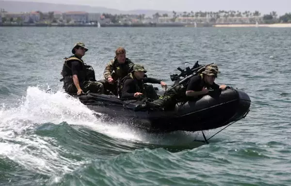 SEALs during the twelve-day maritime operations segment of their training program. SEALs are maritime special operations forces operating from sea, air and land. [US Navy]