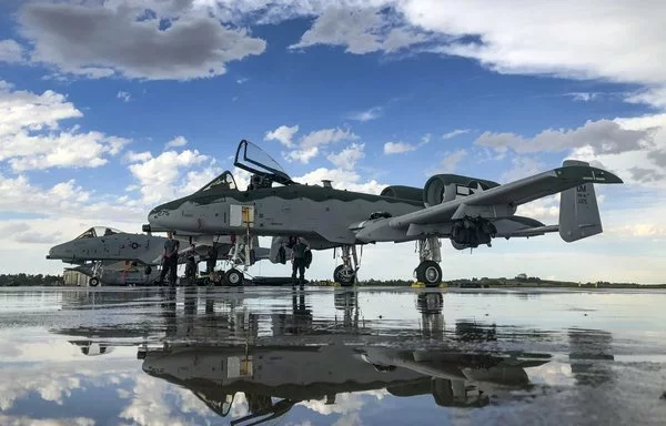 A-10 Thunderbolt IIs sit on the flight line in Wyoming July 20, 2020. [US Air Force]