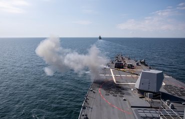 USS Roosevelt destroyer stands battle ready in Mediterranean