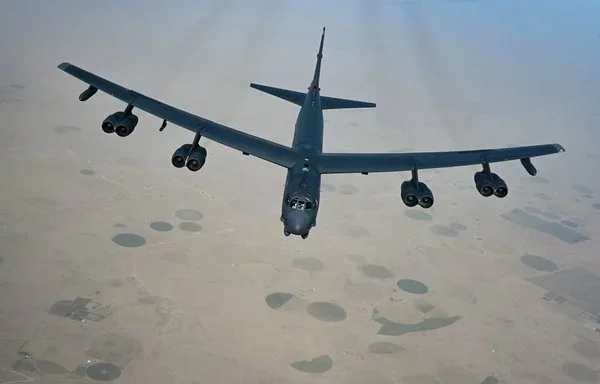 A US Air Force B-52 Stratofortress during a presence patrol mission over the US Central Command area of responsibility on June 14. [US Air Force]