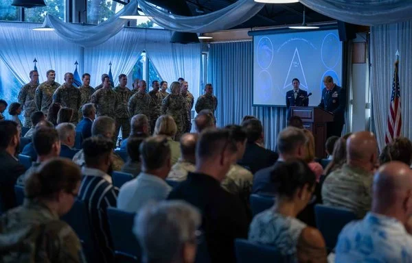 US Space Force personnel attend a change-of-command ceremony in Florida on August 7. [US Space Force]