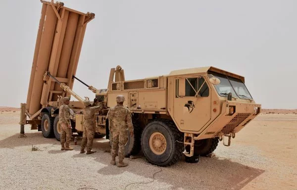 US Army soldiers check a THAAD launcher during routine startup procedures in the US Central Command area of responsibility on June 25, 2020. [US Air Force]