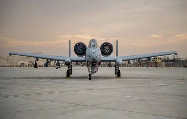 An A-10 Thunderbolt II, assigned to an undisclosed location within the US Central Command area of responsibility, is shown April 9. [US Air Force]