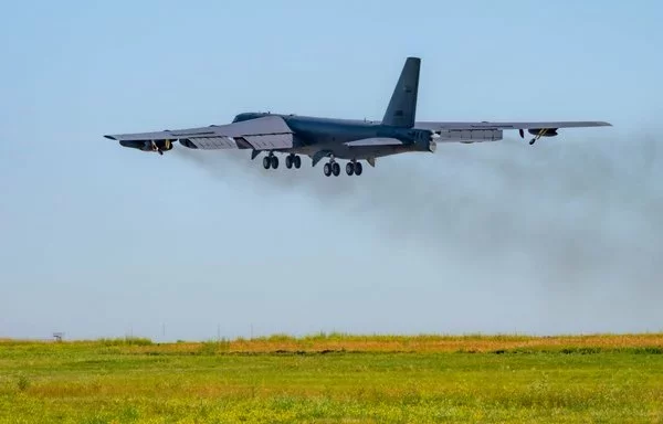 A B-52H Stratofortress takes off during exercise Agile Warbird at Minot Air Force Base, North Dakota, July 15. [US Air Force]