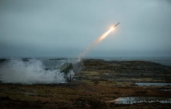 The Norwegian army fires a National Advanced Surface-to-Air Missile System (NASAMS) from the Andøya Space Range in Andøya, Norway, against a simulated threat in support of exercise Formidable Shield 2023 May 10, 2023. [Royal Norwegian Navy]