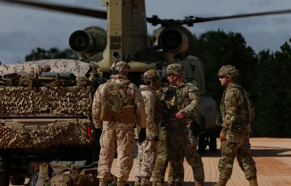 UAE and US soldiers load CH-47-Chinook helicopters during training at Fort Polk, Louisiana, on February, 19, 2023. [US Army]